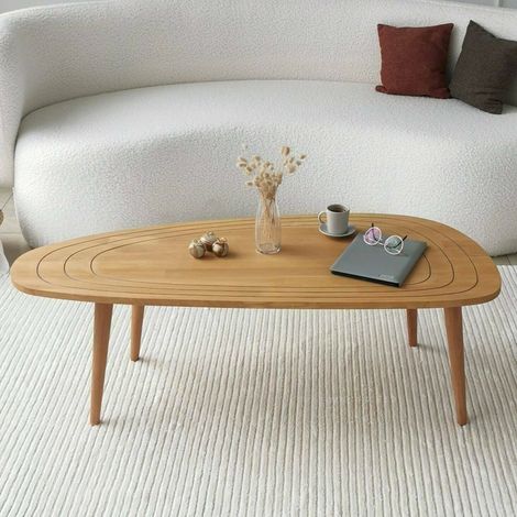 Dmora - Tavolino da salotto Eugenia, Tavolo basso da caffè, Portariviste per divano, Ripiano da soggiorno, 115x50h38 cm, Rovere (1/5)