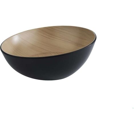APS 84925 Bol FRIDA LOOK, Ø 28,5 cm, hauteur 10/14 cm, mélamine, noir/aspect bois (1/2)