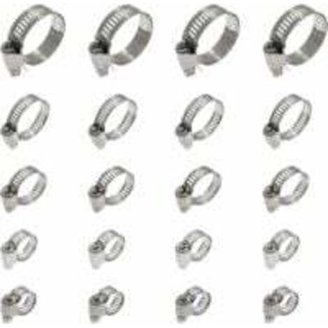 20 Pièces Collier De Serrage Tuyau, Collier De Serrage Tuyau Réglable 16-25mm, 304 Collier De Serrage Inox, Collier Serrage Métallique, Pour Tuyau, Home Gaz, Famille Tuyau D'eau, Câble, Robinet, Etc z