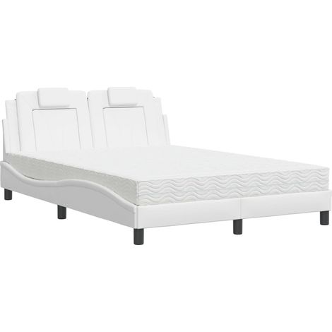 vidaXL Letto Viana con Materasso Bianco 140x190 cm in Similpelle (1/5)