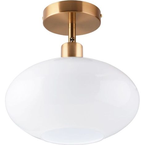 Plafonnier LED, plafonnier LED moderne, plafonnier semi-encastré, douille E27,abat-jour en verre, pour restaurants, chambres, cafés, bars,3000K (1/5)