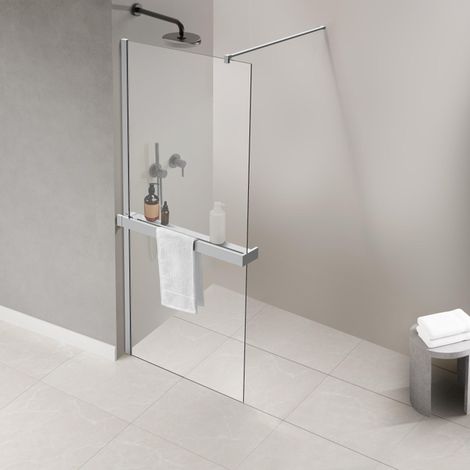 FugaFlow Eccelente Porte-serviettes d'accès pour douche à l'italienne - pinces - raccourcissable - chrome