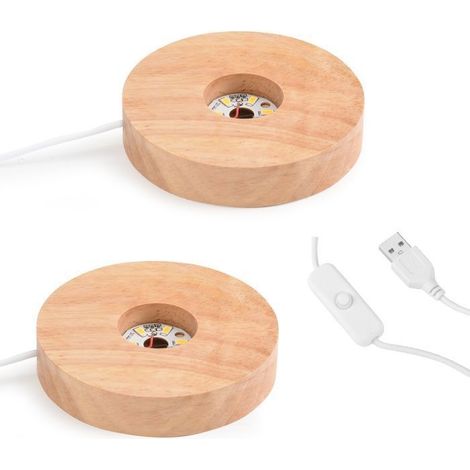 2-teiliger LED-Leuchtsockel, LED-Displaysockel aus Holz, runder/quadratischer Leuchtsockel, LED-Leuchtdisplaysockel (1/4)