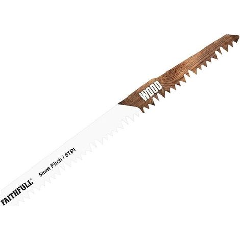 Faithfull S1531L Sabre Saw Blade for Wood – 240mm Length, 5 TPI, Pack of 5 (1/2)
