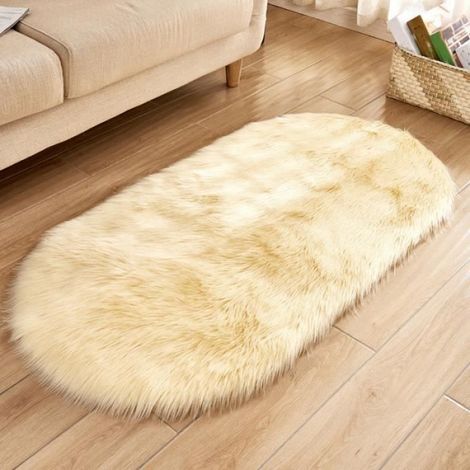 Tapis Ovale - 60 x 90 cm - Hauteur Poil 5 cm - Fibres Synthétiques - Pour Salon Chambre Bureau - 1 Pièce (1/4)