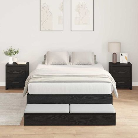 Aufbewahrungsbettgestell Schwarz Eichen-Optik 120 cm (1/5)