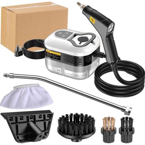Nettoyeur Vapeur, Nettoyeur à Vapeur 1500W, Nettoyeur Vapeur à Main avec Bouton Tactile Réglable, 4 Têtes de Brosse, Chauffage 15S, Steam Cleaner Tuyau Renforcé, pour Cuisine, Voiture, Sol (1/5)