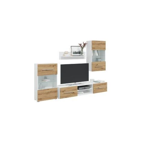 Meubles TV et lumière LED 5 pcs chêne artisanal bois ingénierie (1/5)