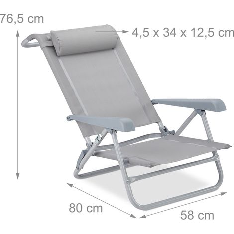 Sedia da spiaggia pieghevole regolabile in 8 posizioni comfort seduta ergonomica giardino 76,5 x 58 x 80 cm in tessuto textilene blu 130005620