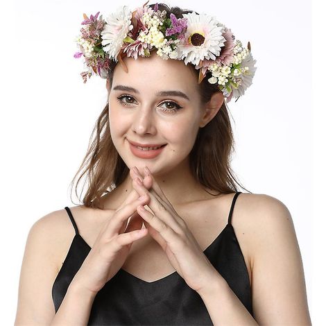 Couronne de fleurs pour demoiselle d'honneur - Bandeau de mariage (1/4)