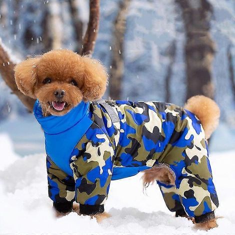 Chaqueta de invierno cálida y gruesa para perros, impermeable, para perros pequeños y medianos, ideal para cachorros, chihuahuas, bulldogs franceses y carlinos. Color azul claro. (1/3)