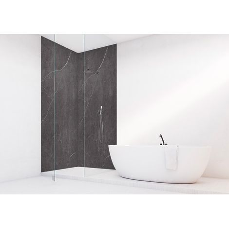 Panneau mural VIPANEL Rénovation rapide pour salle de bain, Aragon noir finition velours 150 x 255 cm, ep. 3 mm (1/4)