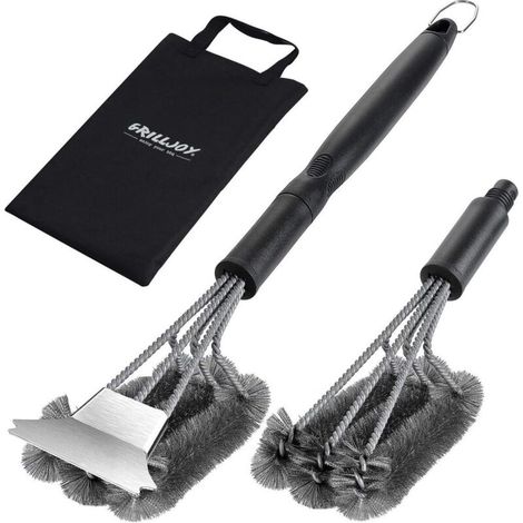 Brosse Et Grattoir Pour Barbecue - Poignée Ergonomique 52 Cm - Tête Rotative 360° - Acier Inoxydable - Kit 4 Pièces (1/5)