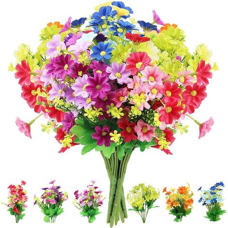 Lot de 8 bouquets de fleurs artificielles – Marguerites réalistes, parfait pour maison et décoration (1/5)