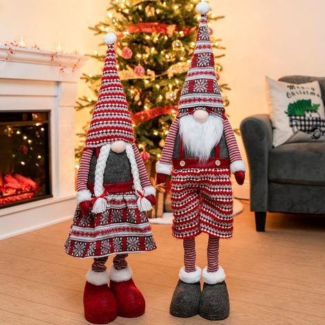 Nain de Noël debout 101,6 cm style tricoté avec de longs pieds rétractables, nains nordiques, décorations d'intérieur de Noël, décorations d'intérieur de Noël, décorations d'intérieur de vacances (1/5)