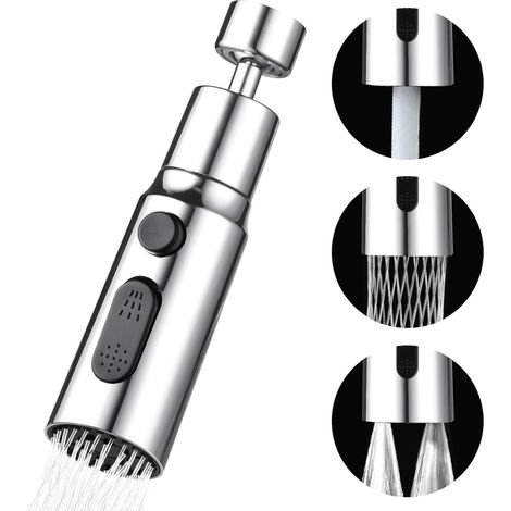 Douchette Evier Cuisine Robinet 360 Degres, 3 Modes Embout Robinet Cuisine avec Aerateur, Mitigeur Evier Cuisine Tete (1/5)