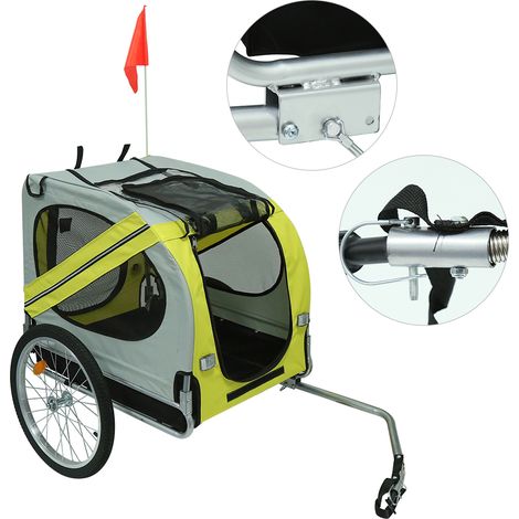 Hundeanhänger Fahrradanhänger Hundetransporter Transportanhänger Hunde Hundefahrradanhänger gelb (1/5)