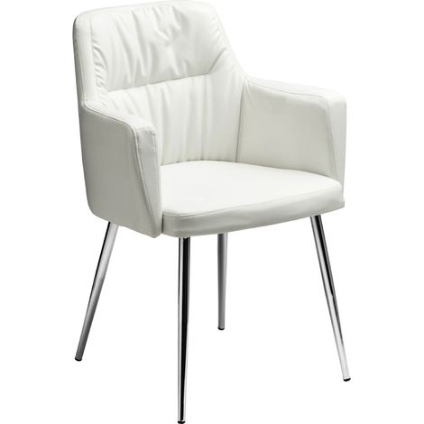 Interiors by Premier White Leather Effect Chair with Chrome Legs, High Quality Chair, Accent Chair, Borg Chair (1/4)