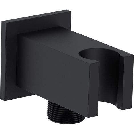 Stilform Wandanschlussbogen - Brausehalter massiv Chrom oder Schwarz Matt:Schwarz Matt