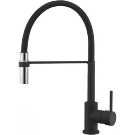 Miscelatore lavello Sconosciuta CROLLA 593.NO Miscelatore monocomando con doccia monogetto Nero opaco/doccetta inox