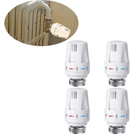 Lot de 4 boutons de thermostat blancs M30×1,5 pour vanne de radiateur (1/5)