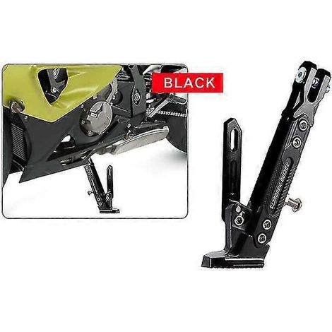Verstellbare CNC-gefräste Motorrad-Fußstütze aus Metall, Seitenhalterung, robuste und korrosionsbeständige Halterung, Motorradständer – Schwarz (1/5)