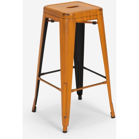 barhocker hocker aus metall im industriedesign 78cm steel stale - Orange