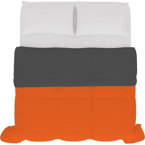 Couette d'été Bicolore SOGNI E CAPRICCI, Orange/Gris foncé 250x200 cm (1/5)