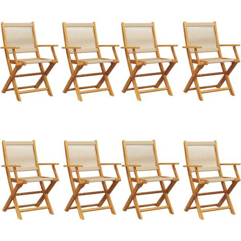 Maison Exclusive - Gartenstühle 8 Stk. Klappbar Beige Massivholz