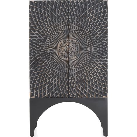 Grand buffet en bois de manguier noir avec 2 portes (1/5)