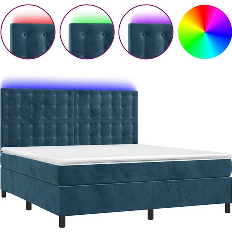 Maison Exclusive - Boxspringbett mit Matratze & LED Dunkelblau 16
