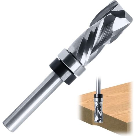 Fraise en Spirale 8mm Tige Up-Down Cut,Fraise à Rainurer en Spirale avec Double Roulement à Billes,Longueur de Coupe de 25mm,Fraise à Affleurer en Spirale pour le Travail du Bois de Bricolage (1/5)