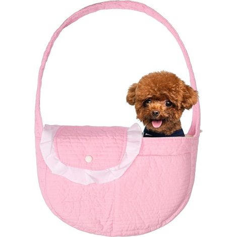 Tragetasche für kleine Hunde Atmungsaktive Baumwolltasche für Hunde oder Katzen mit Aufbewahrungsfach Freihändige Brusttragetasche für Reisen Hel (1/5)