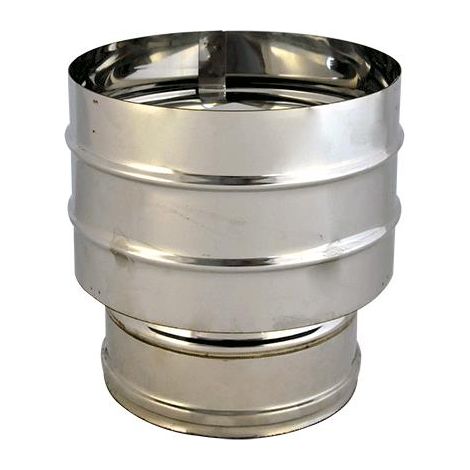 Fumaiolo A Cappello Doppia Parete Antivento In Acciaio Inox    Cm 15/20