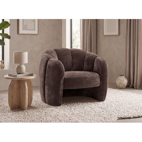Fauteuil design en velours marron SENY (1/5)