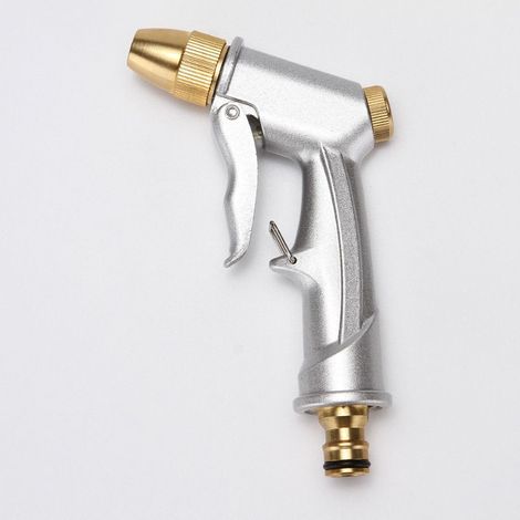 Pistola de riego metálica, regadera de jardín, pistola de manguera de riego de alta presión, pistola de agua de jardín para lavar coches. (1/4)