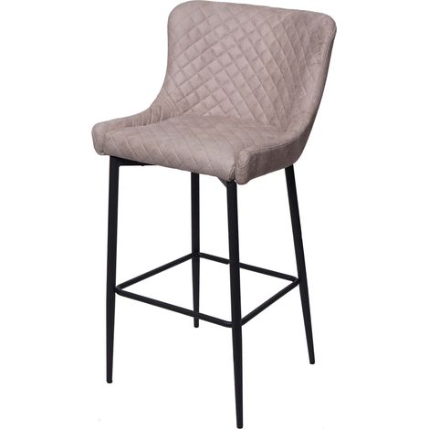 Sgabello da bar alto da bancone in tessuto grigio design retrò struttura in metallo 040001242