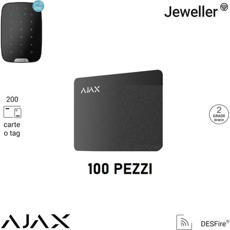 38217 - Jeweller - Pass (100pcs) - Carta contactless - colore black - Ajax sicurezza wireless