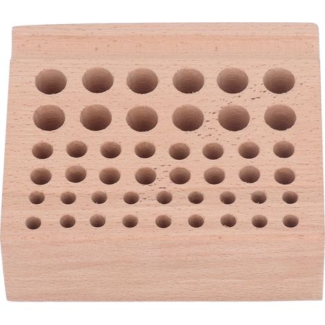 Lot en hêtre 46 trous pour rangement d'outils de maroquinerie, coffret professionnel en bois de hêtre pour organisateur d'outils en cuir (1/5)