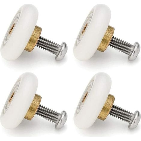 4 pcs rouleaux de porte de douche, roues de porte coulissante en verre de salle de bain rouleaux de cuivre en nylon, accessoires de cabine de douche (1/4)