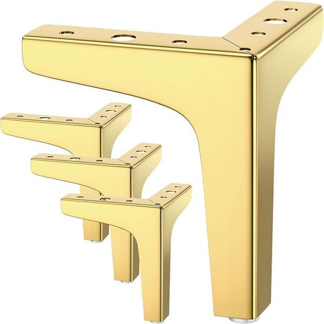 4 Pièces Pieds De Lit, La Vane Pieds De Table En Métal Avec Vis & Protecture De Plancher Pour DIY Meuble Sofa Fauteuil Canapé Chaise 15CM Or (1/5)
