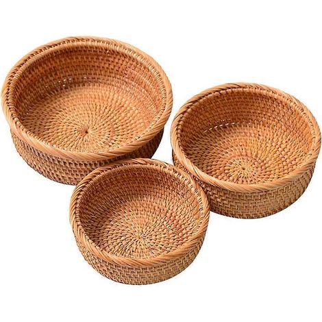 Plateau de rangement pour bonbons, panier de rangement ménager en rotin, 1 ensemble (1/5)