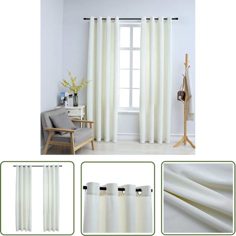 The Living Store Rideaux occultants avec anneaux 2 pcs Velours Crème 140x225 cm - Rideaux Velours - Rideaux Occultants - Rideaux Décoratifs - Rideaux Pour Salon - Rideaux Pour Chambre (1/5)
