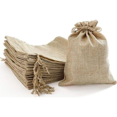 30 Dragees Toile de Jute. Pochon Jute 10x14cm. Petit Sac en Toile de Jute. Pochon tissu mariage. Petits Sacs Cadeaux en Jute. Sac Jute. Sachet Tissu Dragées (10x14cm-30 pcs) (1/4)