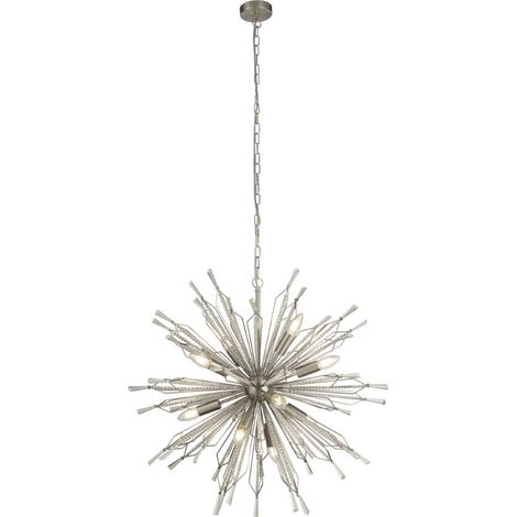 Searchlight Starburst Suspension chromée à 10 ampoules, détails de perles de verre transparent (1/3)