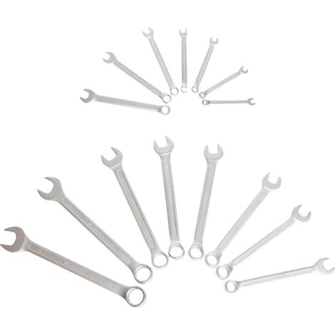 Llave combinada, fija estrella, 7 - 22 mm, juego 15 piezas, serie modular