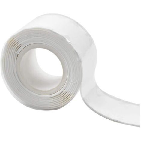 Weißes Silikon-Reparaturband, Auslaufschutzband, selbstklebender Dichtungsstreifen, 1 m x 2,5 cm, zur Reparatur von Wasserrohren, Schläuchen und Kabeln (1/5)