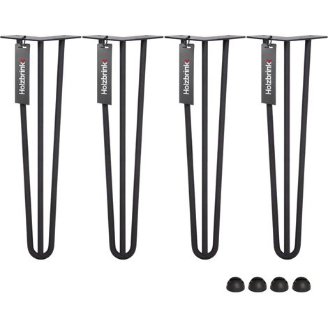 HOLZBRINK 4 x Hairpin Tischbeine Metall 3-Stangen, Hairpin Leg Möbelfuß, Schwarz, 100 cm, HLT-13A-100-9005