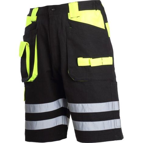 Pantalones cortos negros y amarillos, 100% algodón, reflectantes, "2XL", CE,lahti (1/2)