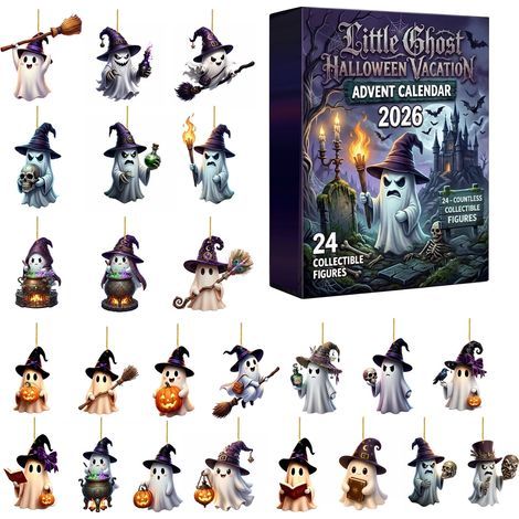 Halloween-Adventskalender – Überraschungsbox – 24-Tage-Countdown – Flacher Acryl-Anhänger – Überraschungsbox F
